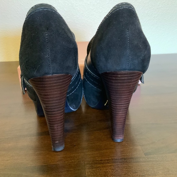 Kurt Geiger Leather & Suede Peep Toe Heels Size 8.5 - Picture 6 of 13